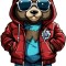 Sticker decorativ, Teddy Hip Hop, Rosu, 90 cm, 1332STK-7