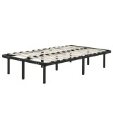 HOMCOM Cadru de Pat Industrial cu 28 de Lamele și Spațiu de Depozitare, din Lemn și Oțel, 190x90x31 cm, Negru și Lemn | Aosom Romania