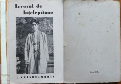 Krishnamurti , Izvorul de intelepciune , 1935 foto