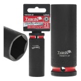 Cheie tubulara de impact lunga in 6 puncte 1 / 2&quot;, 21 mm, Cr-Mo, Tvardy T00211-21