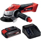 Pachet Polizor unghiular Einhell PXC TE-AG 18 Li - Solo, disc 115 mm, 8500 RPM, 28 mm adancime taiere + Starter Kit Einhell PXC acumulator 18 V, 2.5 A