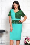 Cumpara ieftin Rochie cu paiete si peplum Bris Aqua - 48Marimea