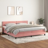 VidaXL Pat box spring cu saltea, roz, 200x200 cm, catifea 3141268