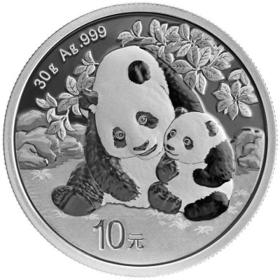 China - 10 Yuan - Panda 2024 - Moneda de argint 30 gr. UNC foto