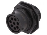 Conector Circular cu Soclu pentru Montare pe Panou cu Piuliță Frontală