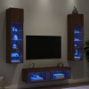 Unitati de perete TV cu LED-uri, 6 piese, stejar maro, lemn GartenMobel Dekor, vidaXL