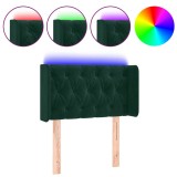 Cumpara ieftin Tablie de pat cu LED, verde inchis, 83x16x78/88 cm, catifea