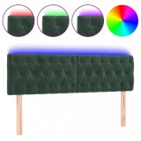 Cumpara ieftin Tablie de pat cu LED, verde inchis, 144x7x78/88 cm, catifea