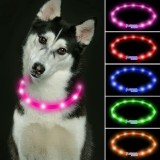 Zgarda iluminata reincarcabila pentru caini Kpuplol, USB, TPU, roz, marimea M