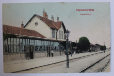 SEPSISZENTGYORGY ( SFANTUL GHEORGHE - COVASNA ) - GARA , CARTE POSTALA ILUSTRATA , POLICROMA, CIRCULATA , INCEPUT DE SECOL XX foto