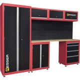 Set mobilier metalic pentru atelier cu blat de lucru &ndash; 13 piese