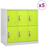 Cumpara ieftin Dulapuri vestiar 5 buc. gri deschis si verde 90x45x92,5 cm otel