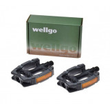 Set 2 pedale Wellgo din plastic pentru bicicleta, filet 9/16, culoare negru PB Cod:AWR0070