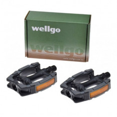 Set 2 pedale Wellgo din plastic pentru bicicleta, filet 9/16, culoare negru PB Cod:AWR0070