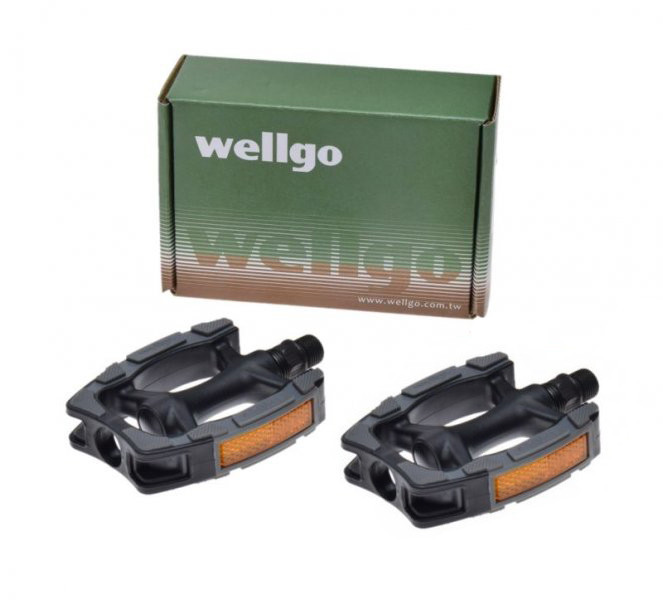Set 2 pedale Wellgo din plastic pentru bicicleta, filet 9/16, culoare negru PB Cod:AWR0070