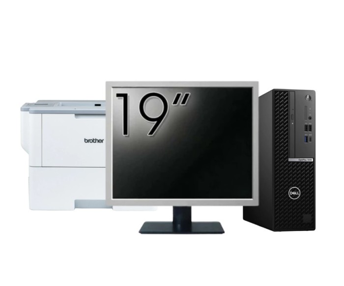 Pachet Calculator Second Hand DELL OptiPlex 5080 SFF, Intel Core i5-10500 3.10 - 4.50GHz, 16GB DDR4, 512GB SSD + Monitor 19&amp;quot; + Imprimanta Brother