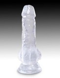 Dildo Clasic Cu Testicule King Cock, Transparent, 12.5 cm