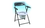 Scaun WC Pliabil cu Spatar, Cadru Otel, Suporta 100kg, Inaltime 42cm, Ideal Persoane cu Mobilitate Redusa + Galeata si Capac Incluse