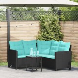 vidaXL Canapea de grădină cu pernă 2 pcs Negru și Turcoaz Rattan poli 4103880