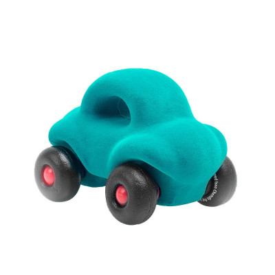 Jucarie cauciuc natural Masinuta Buggy, 11 cm, turcoaz, Rubbabu EduKinder World foto