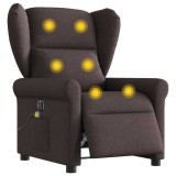 vidaXL Fotoliu electric de masaj rabatabil, maro &icirc;nchis, textil