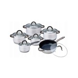 Set 6 Oale Inox Klausberg KB-7702, cu Capac, 16/18/20/24 cm, Cratite si Tigaie, Fund Termic, Compatibil Inductie, Manere Negre