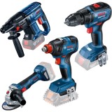 Bosch GSR 18V-50 + GWS 180-LI + GBH 180-LI + GDX 18V-200 - Masina de gaurit si insurubat fara acumulatori si incarcator Li-Ion 18 V - Ah 50 Nm + Poliz