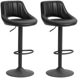 HOMCOM Set de 2 Scaune de Bar cu &Icirc;nălțime Reglabilă și Suport pentru Picioare, 46x50x85-106 cm, Negru | Aosom Romania