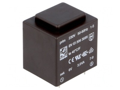 Transformator &amp;icirc;ncapsulat 6V 600mA PCB 3,6VA 230VAC foto