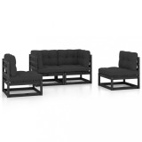 Set mobilier gradina cu perne, 4 piese, lemn masiv pin