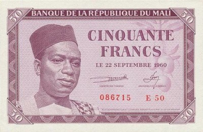 MALI █ bancnota █ 50 Francs █ 1960 █ P-1 █ UNC █ necirculata foto