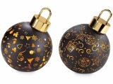 Set 2 globuri Craciun sticla neagra aurie 14.5x16 cm