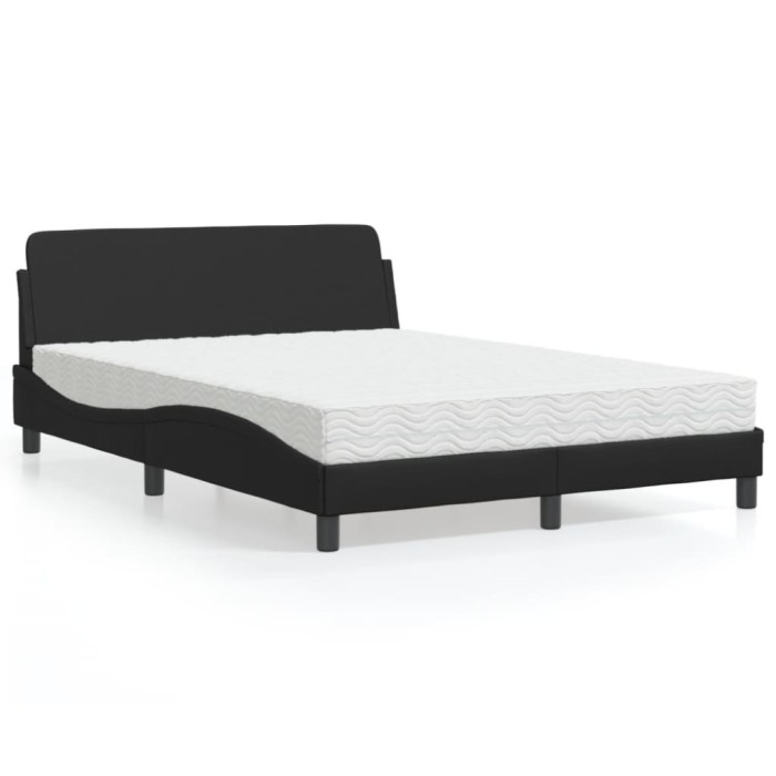 vidaXL Pat cu saltea, Dover, negru, 120x200 cm, piele ecologică 3208377