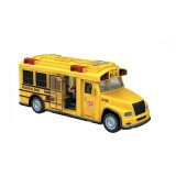 Autobuz scolar cu lumini, sunete de functionare, o usa care se deschide si un semn STOP, Galben