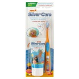 Cumpara ieftin Set Pasta dinti copii +2 ani aroma Bubble Gum 50ml + Periuta dinti Silver Care copii 2-6 ani cap Argint