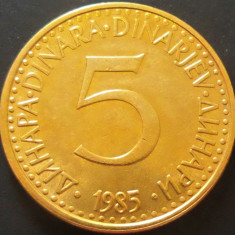 Moneda 5 DINARI - RSF YUGOSLAVIA, anul 1985 * cod 3222