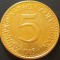 Moneda 5 DINARI - RSF YUGOSLAVIA, anul 1985 * cod 3222