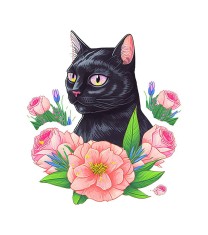 Sticker decorativ Pisica, Negru, 62 cm, 3899ST foto