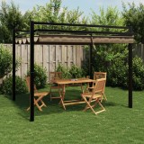 VidaXL Foișor de grădină acoperiș retractabil gri taupe 3x3 m aluminiu
