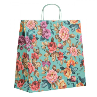 Sacosa Cadou, Model Flori, Culoare Multicolor, Dimensiuni 42x18x42cm foto
