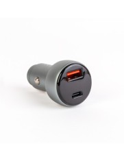 Adaptor bricheta auto cu mufa tip C PD si priza USB, incarcare rapida, afisaj de tensiune 48W