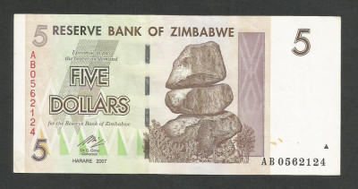 ZIMBABWE 5 DOLARI DOLLARS 2007 [8] P-66 , XF+++ foto