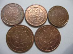 Germania (9) - 1 Euro Cent 2004 A, D, 2005 G, 2 Euro Cent 2004 A, D foto