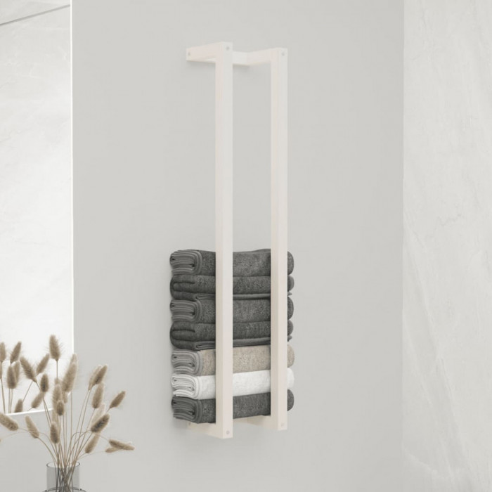Gossi suport pentru prosoape, alb, 23x18x110 cm, lemn masiv de pin