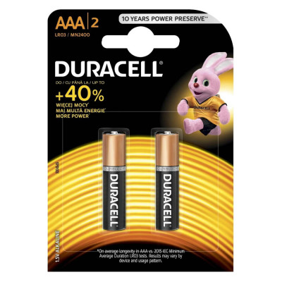 Baterii Alcaline AAA LR3 1.5V DuraCell Blister 2 foto