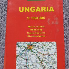 Harta rutiera Ungaria, anii 2000, ca noua, in limba romana