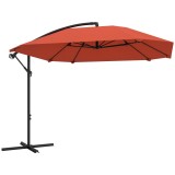 Outsunny Umbrelă de Soare Suspendată cu Bază &icirc;n Cruce, Articulație Tip Banană și Manivelă, 304x260x245 cm, Maro | Aosom Romania