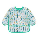 Baveta cu maneci lungi, impermeabila, alb cu verde, 0-3 ani, Oem