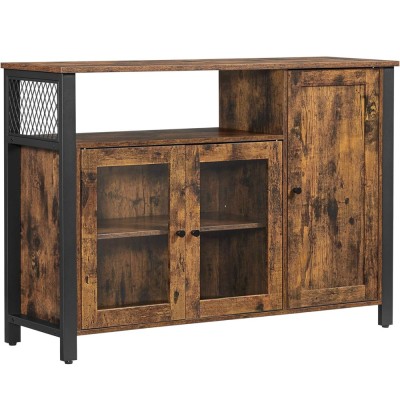 VASAGLE Dulap de depozitare tip bufet, cu 3 usi, stil industrial, 110x33x75cm, maro rustic si negru Household NewTrend foto