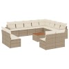 Set canapele de gradina, 13 piese, cu perne, bej, poliratan